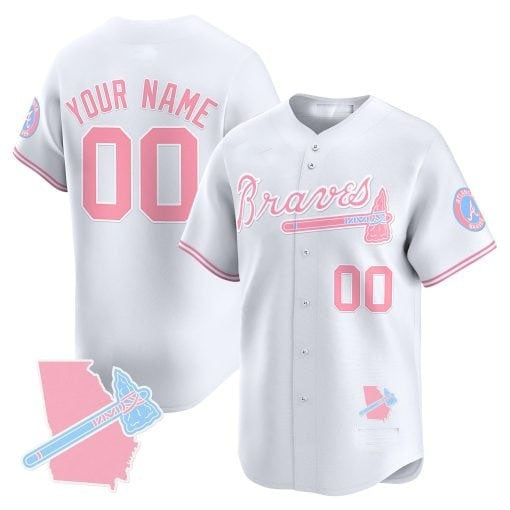 Custom Atlanta Braves Bubblegum Pink Vapor Premier Limited Jersey ¨C White MWATKINS