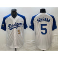 Los Angeles Dodgers #5 Freddie Freeman Number White Blue MWATKINS Fashion Stitched Cool Base Limited Jersey 3