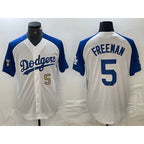 Los Angeles Dodgers #5 Freddie Freeman Number White Blue MWATKINS Fashion Stitched Cool Base Limited Jersey 3