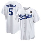 Los Angeles Dodgers #5 Freddie Freeman White MWATKINS 2024 World Series Cool Base Stitched Jersey
