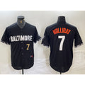 Baltimore Orioles #7 Jackson Holliday Number Black MWATKINS 2023 City Connect Cool Base Stitched Jersey