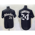 Milwaukee Brewers #24 William Contreras Black MWATKINS 'Gothic 414 Shadows Edition' Vapor Premier Limited Stitched Jersey
