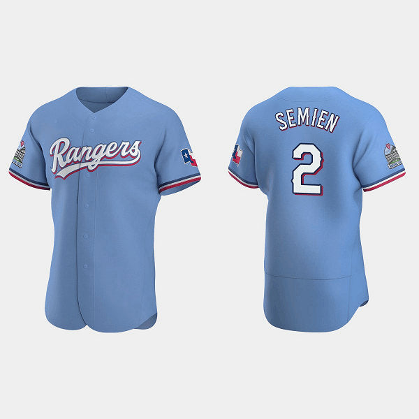 Texas Rangers #2 Marcus Semien Light Blue MWATKINS Flex Base Stitched Jersey