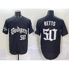 Los Angeles Dodgers #50 Mookie Betts Black MWATKINS 2025 LA Gothic Style With 2024 World Series Champions Patch Vapor Premier Limited Stitched Jersey