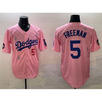 Los Angeles Dodgers #5 Freddie Freeman Pink MWATKINS 2025 Tokyo Series Limited Stitched Jersey