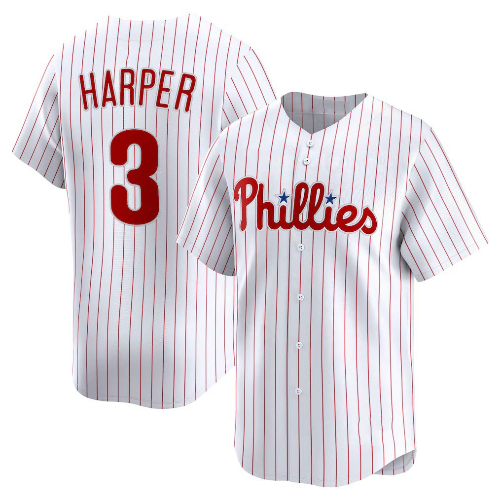 Philadelphia Phillies #3 Bryce Harper White MWATKINS Home Limited Player Jersey
