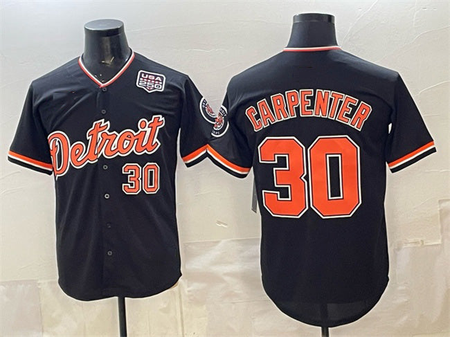 Detroit Tigers #30 Kerry Carpenter Black MWATKINS 2026 Alternate USA 250' Patch Vapor Premier Limited Stitched Jersey