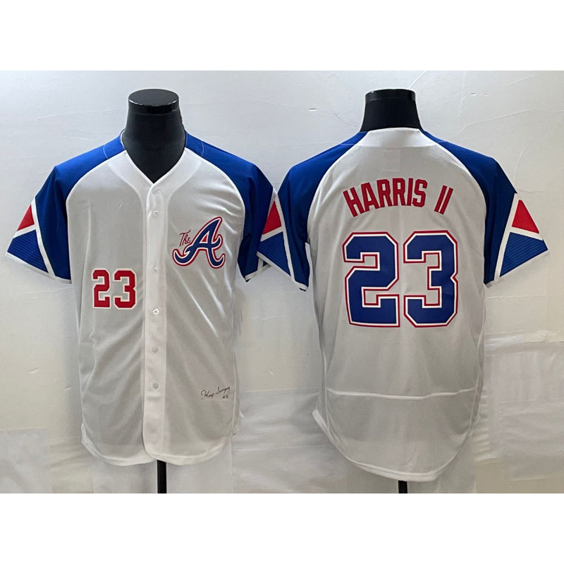 Atlanta Braves #23 Michael Harris II Number White MWATKINS 2023 City Connect Flex Base Stitched Jersey 3