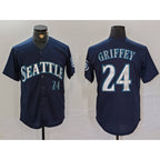 Seattle Mariners #24 Ken Griffey Jr Navy MWATKINS Cool Base Stitched Jersey