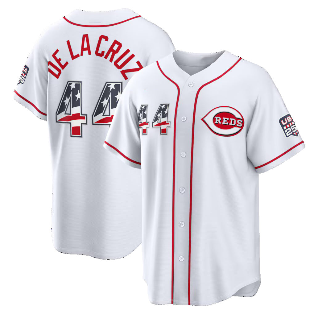 Cincinnati Reds #44 Elly De La Cruz USA 250 Fourth of July Home Stadium Jersey - White MWATKINS