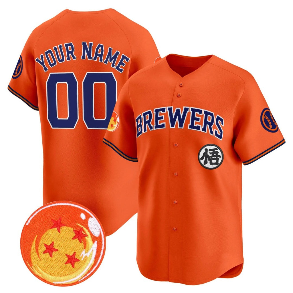 Custom Milwaukee Brewers x Dragon Ball Orange MWATKINS Vapor Premier Limited Jersey - All Stitched
