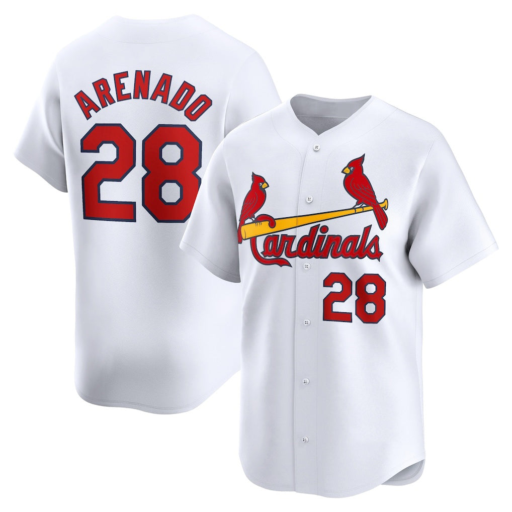 St. Louis Cardinals #28 Nolan Arenado White MWATKINS Home Limited Player Jersey