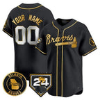 Custom Atlanta Braves 2024 Spring Training Patch Vapor Premier Limited Jersey ¨C Black Gold MWATKINS