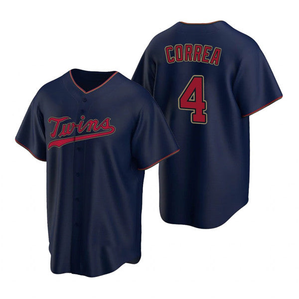 Minnesota Twins #4 Carlos Correa Navy MWATKINS Cool Base Stitched Jersey