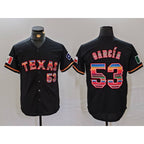 Texas Rangers #53 Adolis Garcia Black MWATKINS Rainbow Mexico Cool Base Stitched Jersey