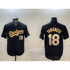 Los Angeles Dodgers #18 Yoshinobu Yamamoto Black Gold MWATKINS Limited Stitched Jersey