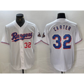 Texas Rangers #32 Evan Carter Number White MWATKINS 2023 World Series Champions Cool Base Jersey 2