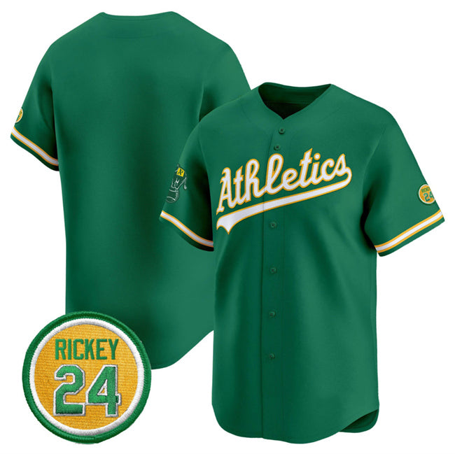 Oakland Athletics Blank Green MWATKINS 2024 Limited With Rickey Henderson Patch Stitched Jersey