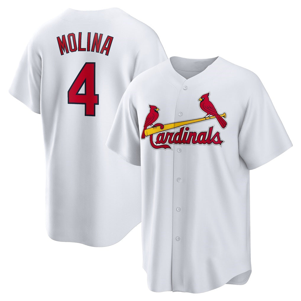 St. Louis Cardinals #4 Yadier Molina White MWATKINS Home Replica Retired Player Jersey
