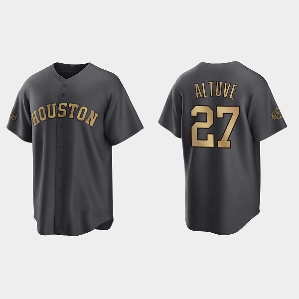 Houston Astros #27 Jose Altuve Charcoal MWATKINS 2022 All-Star Cool Base Stitched Jersey