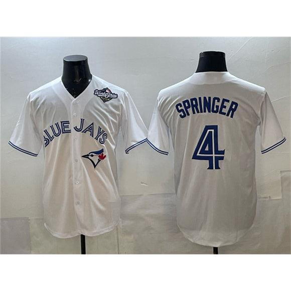 Toronto Blue Jays #4 George Springer White MWATKINS 2025 World Series Home Cool Base Stitched Jersey