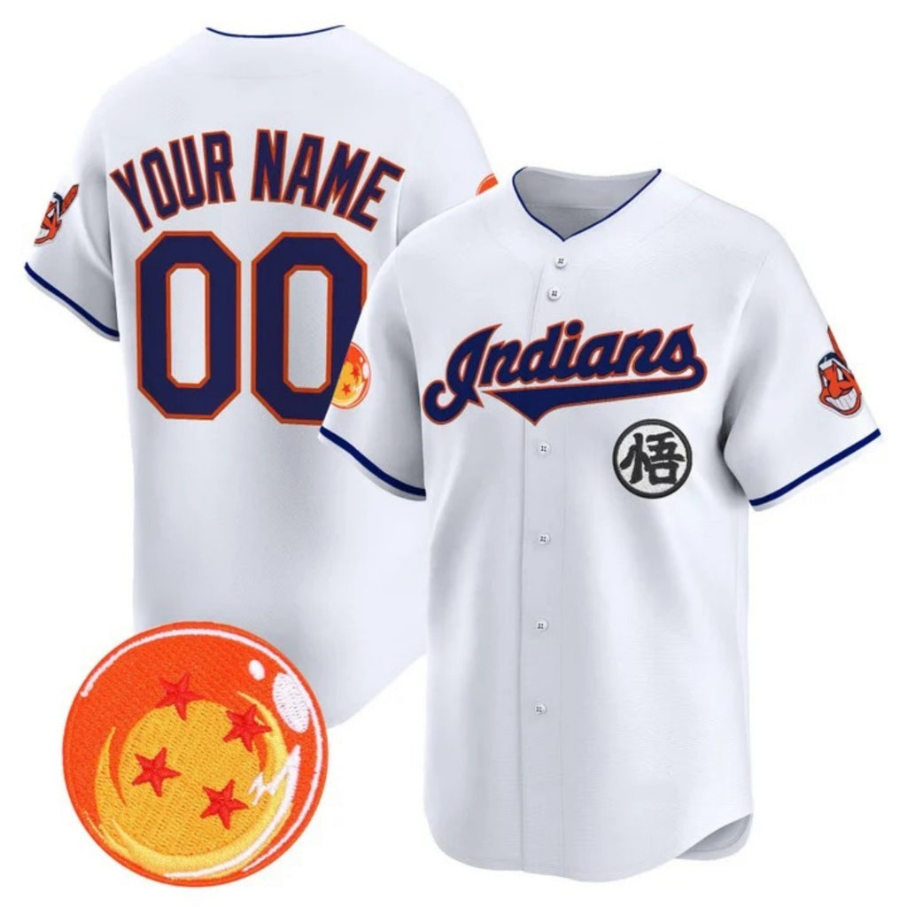 Custom Cleveland Indians x Dragon Ball White MWATKINS Vapor Premier Limited Jersey - All Stitched