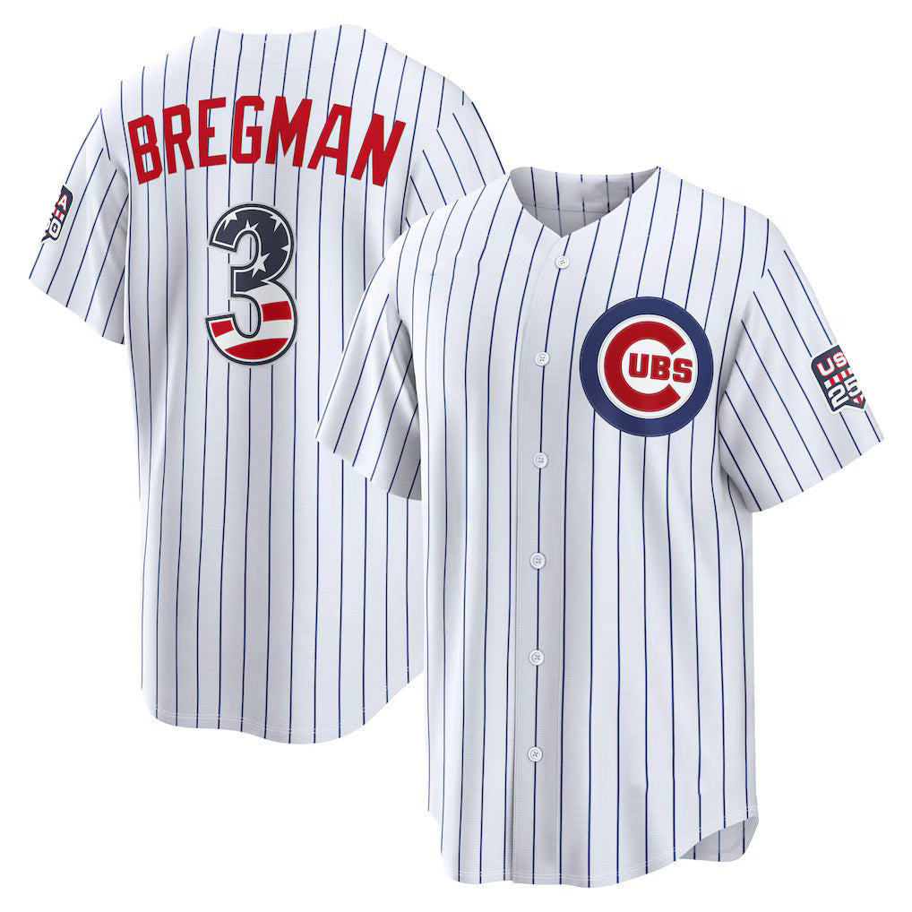 Chicago Cubs #3 Alex Bregman USA 250 Fourth of July Home Stadium Jersey - White MWATKINS