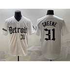 Detroit Tigers #31 Riley Greene White MWATKINS 'Motor Gothic Edition' Vapor Premier Limited Stitched Jersey
