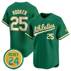 Oakland Athletics #25 Brent Rooker Green MWATKINS 2024 Limited With Rickey Henderson Patch Stitched Jersey