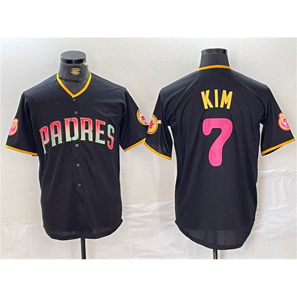 San Diego Padres #7 Ha-Seong Kim Black MWATKINS Cool Base Stitched Jersey