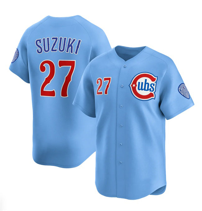Chicago Cubs #27 Seiya Suzuki Blue MWATKINS 2024-25 2nd Alternate Limited Stitched Jersey