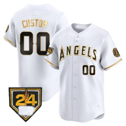 Custom Los Angeles Angels 2024 Spring Training Patch Vapor Premier Limited Jersey ¨C White Gold MWATKINS