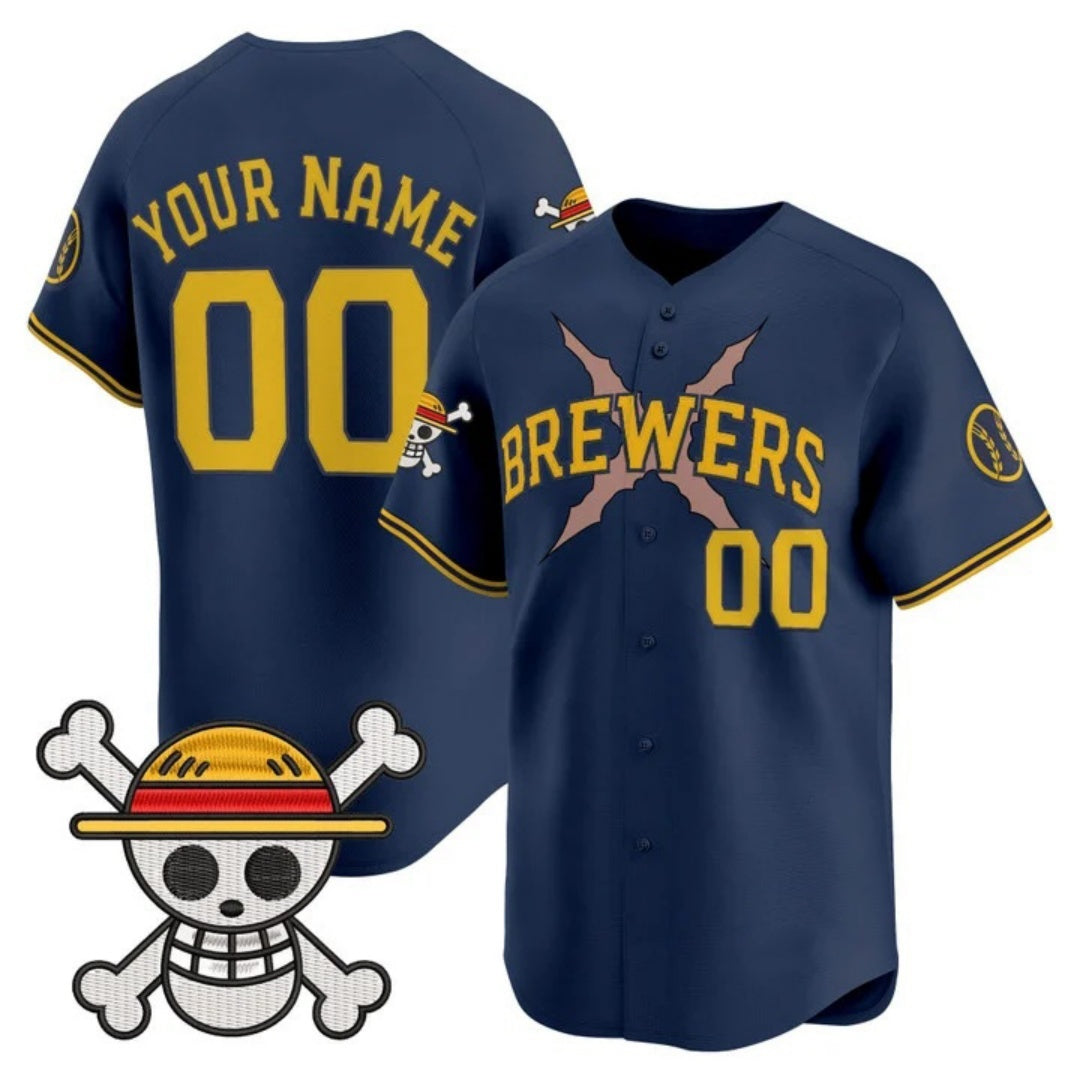 Custom Milwaukee Brewers x One Piece Navy MWATKINS Vapor Premier Limited Jersey - Stitched