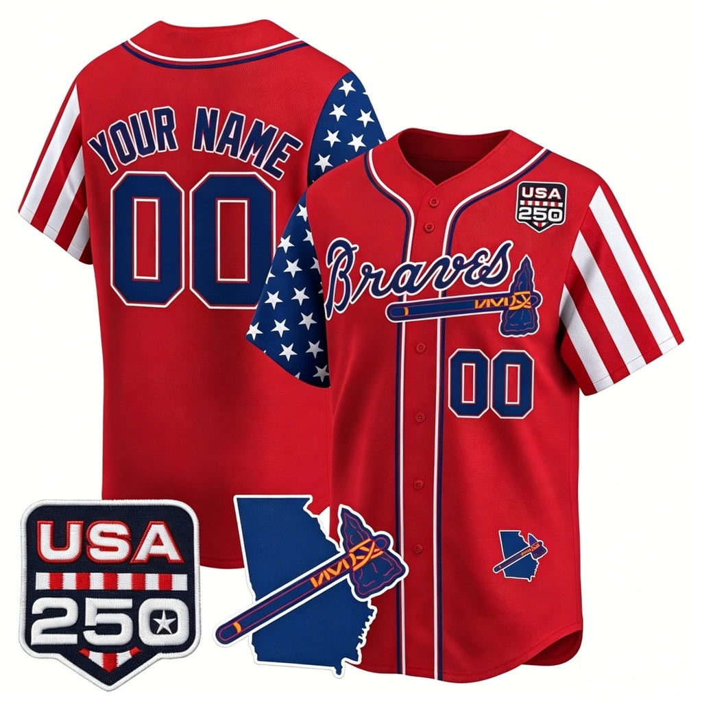 Custom Atlanta Braves America 250 Edition Vapor Premier Limited Red MWATKINS Stitched Jerseys