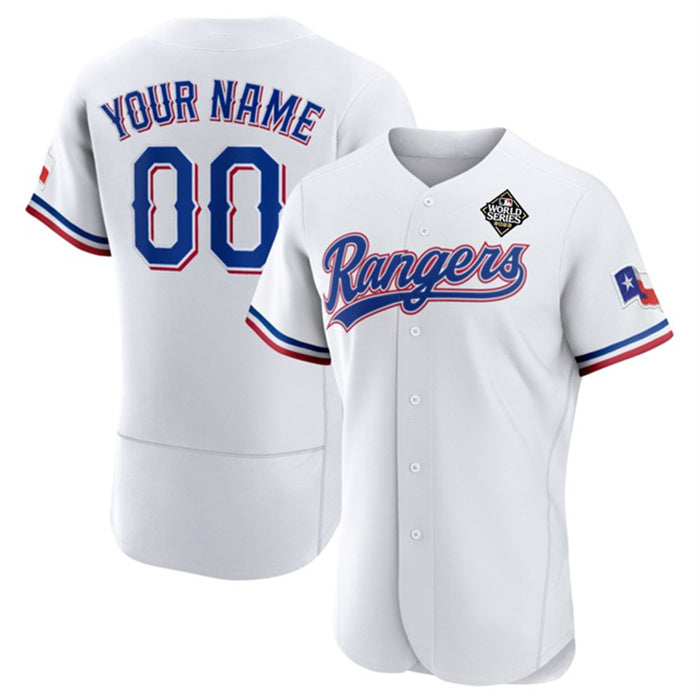 Custom Texas Rangers Active Player White MWATKINS 2023 World Series Flex Base Stitched Jersey