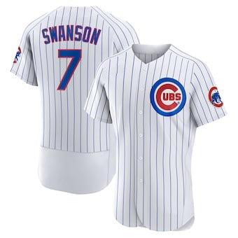 Chicago Cubs #7 Dansby Swanson White MWATKINS Home Stitched Flex Base Jersey