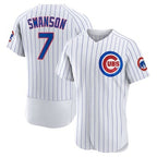 Chicago Cubs #7 Dansby Swanson White MWATKINS Home Stitched Flex Base Jersey