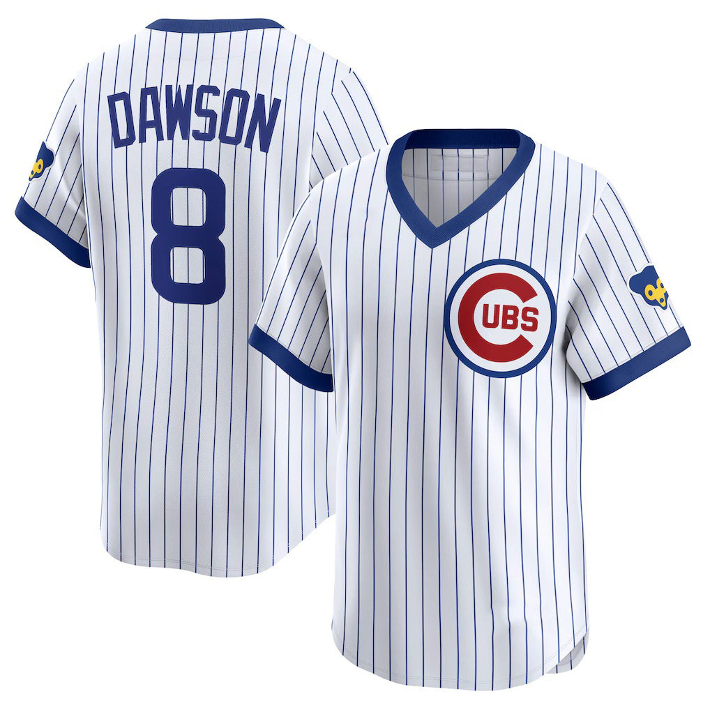 Chicago Cubs #8 Andre Dawson White MWATKINS Throwback Cooperstown Collection Limited Jersey