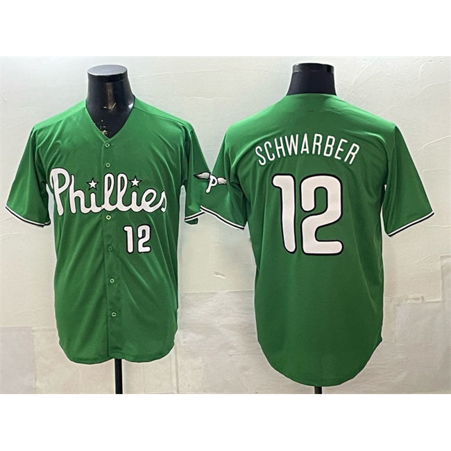Philadelphia Phillies #12 Kyle Schwarber Green MWATKINS Limited Stitched Jersey