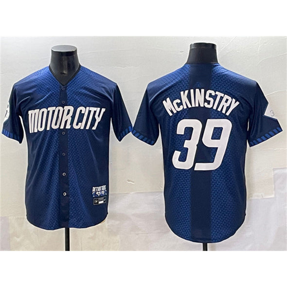 Detroit Tigers #39 Zach McKinstry 2024 Navy MWATKINS City Connect Cool Base Limited Stitched Jersey