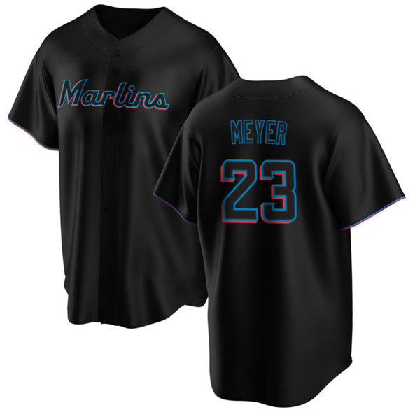 Miami Marlins #23 Max Meyer Black MWATKINS Cool Base Stitched Jersey