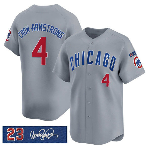 Chicago Cubs #4 Pete Crow-Armstrong Gray MWATKINS 'Ryne Sandberg Tribute' Vapor Limited V3 Stitched Jersey