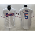 Texas Rangers #5 Corey Seager White MWATKINS 2023 World Series Champions Cool Base Jersey