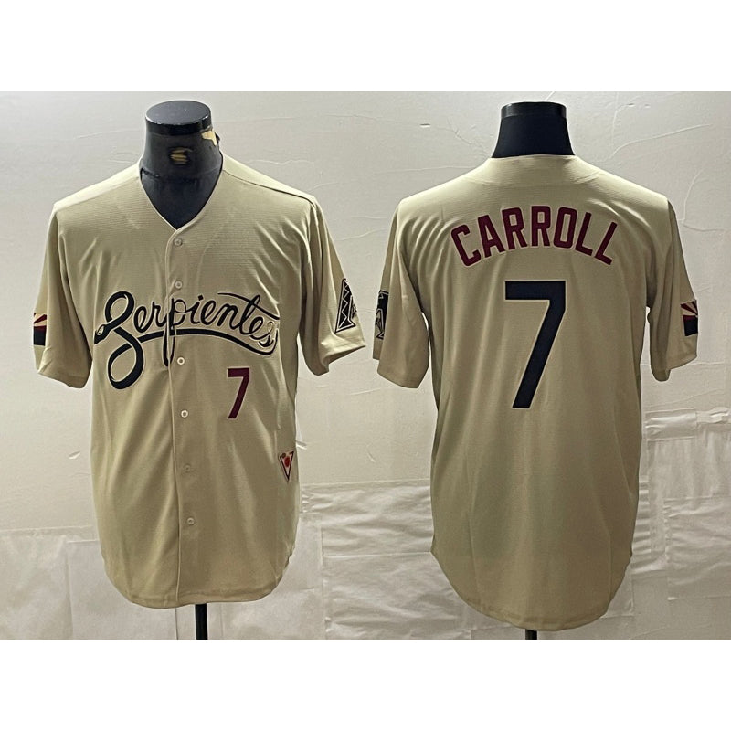 Arizona Diamondbacks #7 Corbin Carroll Number 2021 Gold MWATKINS City Connect Cool Base Stitched Jerseys