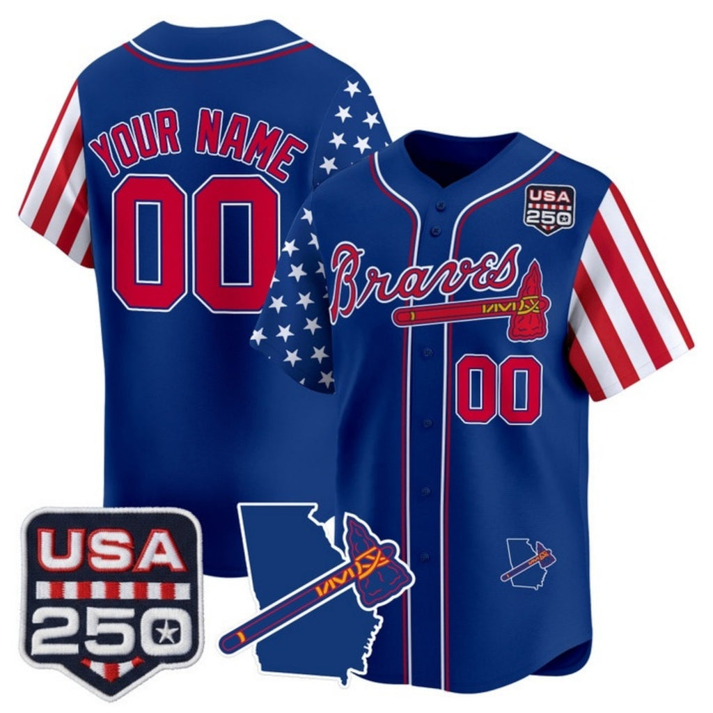 Custom Atlanta Braves America 250 Edition Vapor Premier Limited Royal MWATKINS Stitched Jerseys