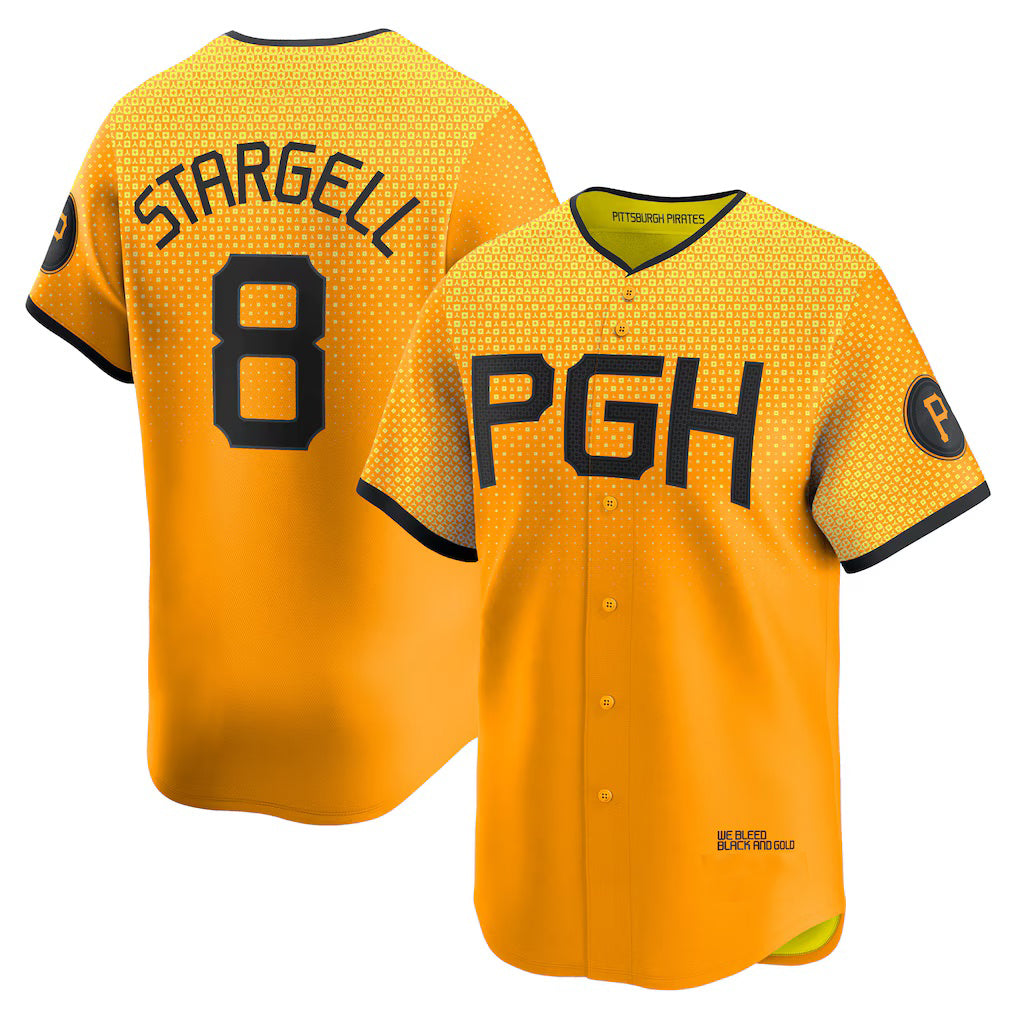 Pittsburgh Pirates #8 Willie Stargell Gold MWATKINS City Connect Limited Player Jersey