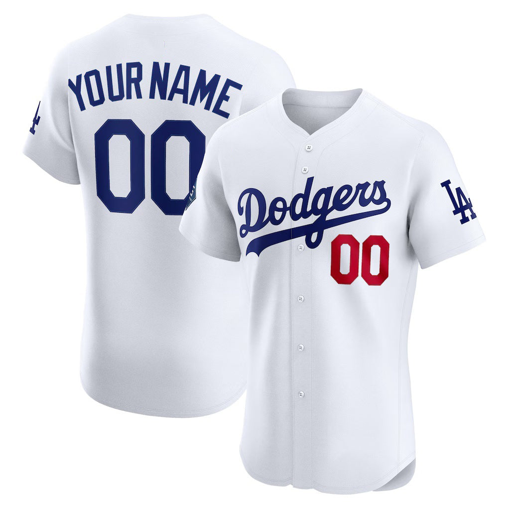 Custom Los Angeles Dodgers White MWATKINS Home Elite Sponsor Patch Jersey