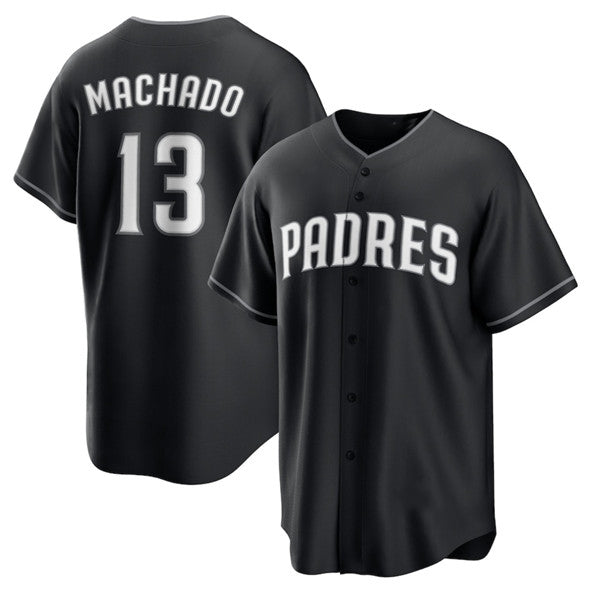 San Diego Padres #13 Manny Machado Black MWATKINS Lights Out Limited Stitched Jersey