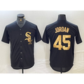 Chicago White Sox #45 Michael Jordan Black Gold MWATKINS Cool Base Stitched Jersey