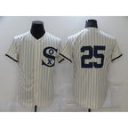 Chicago White Sox #25 Andrew Vaughn 2021 Cream Navy MWATKINS Field of Dreams Flex Base Stitched Jersey